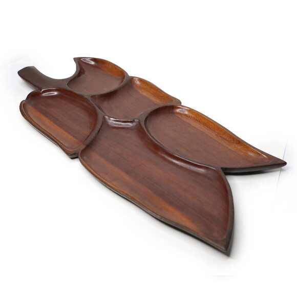 Vintage Mid Century Leaf Shaped Wooden Charcuterie Board Decorative Serving Tray - Picture 3 of 13